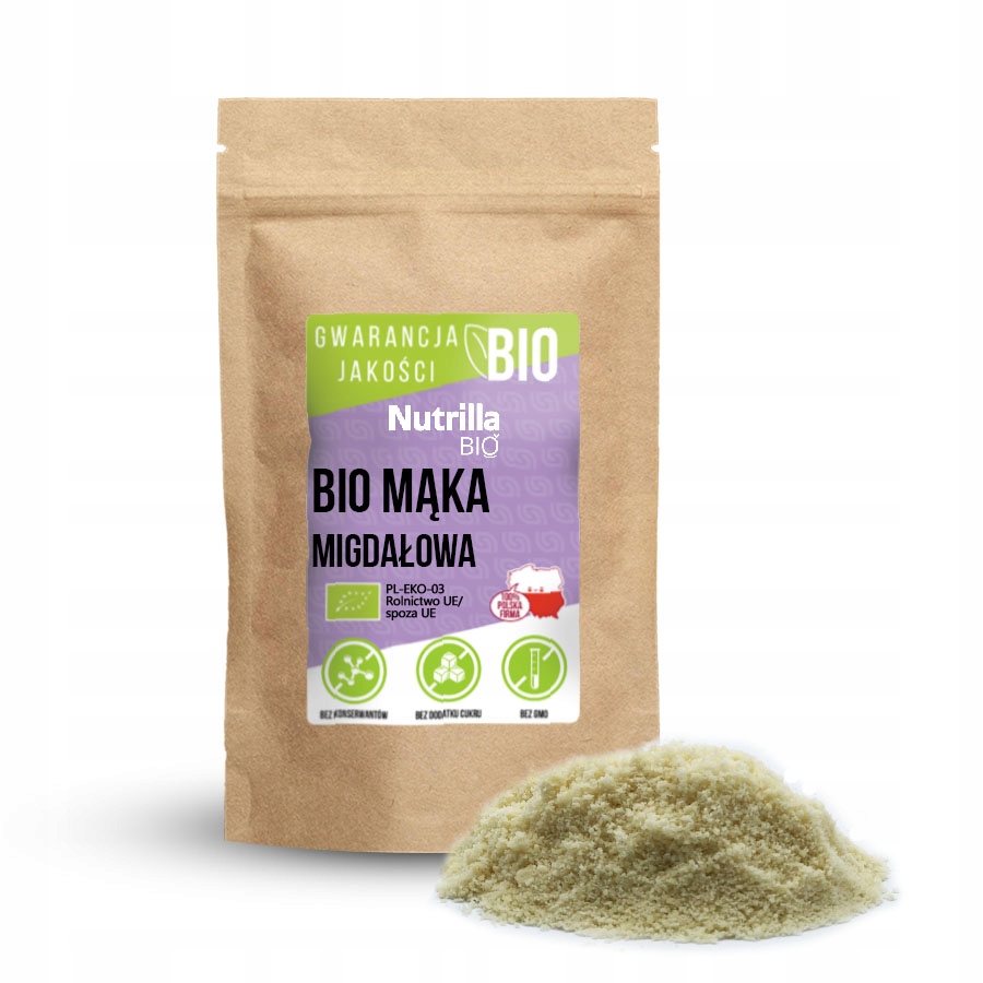 Mąka migdałowa Bio 1kg Migdały mielone 100% Bio Nutrilla.