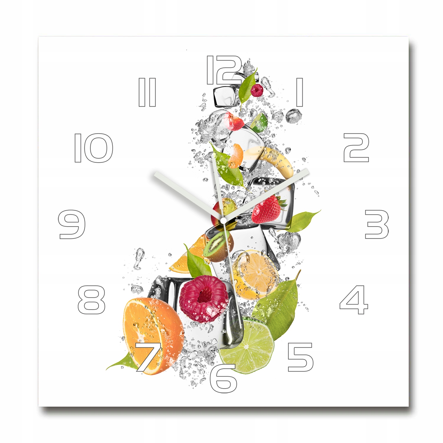 

Duży zegar szklany do salonu Owoce z lodem 60x60cm