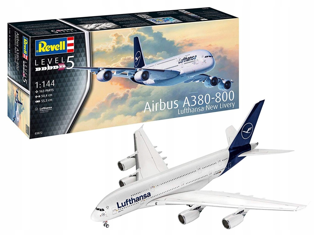 Model ke slepení. Airbus A380-800 Lufthansa New Livery, 1:144