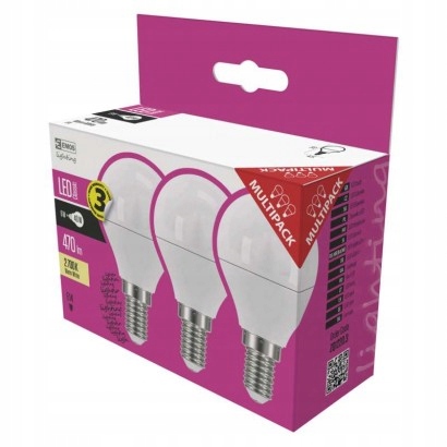 

Komplet 3 Żarówek Led 6W-40W E14 ciepła Emos 3 lat