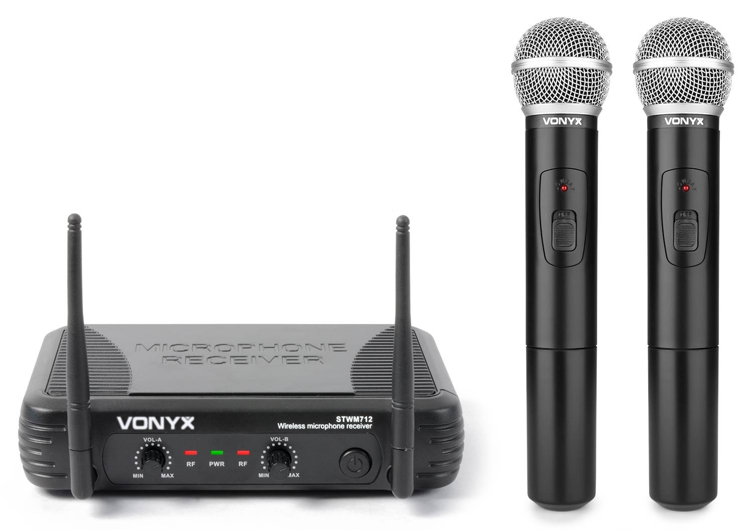 

2x Mikrofon bezprzewodowy Vhf+ Baza Zestaw Vonyx