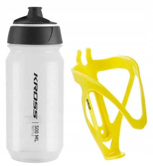 ŻÓŁTY UCHWYT GRID KOSZYK ROWEROWY KROSS FRIENDLY BIDON 500 ML