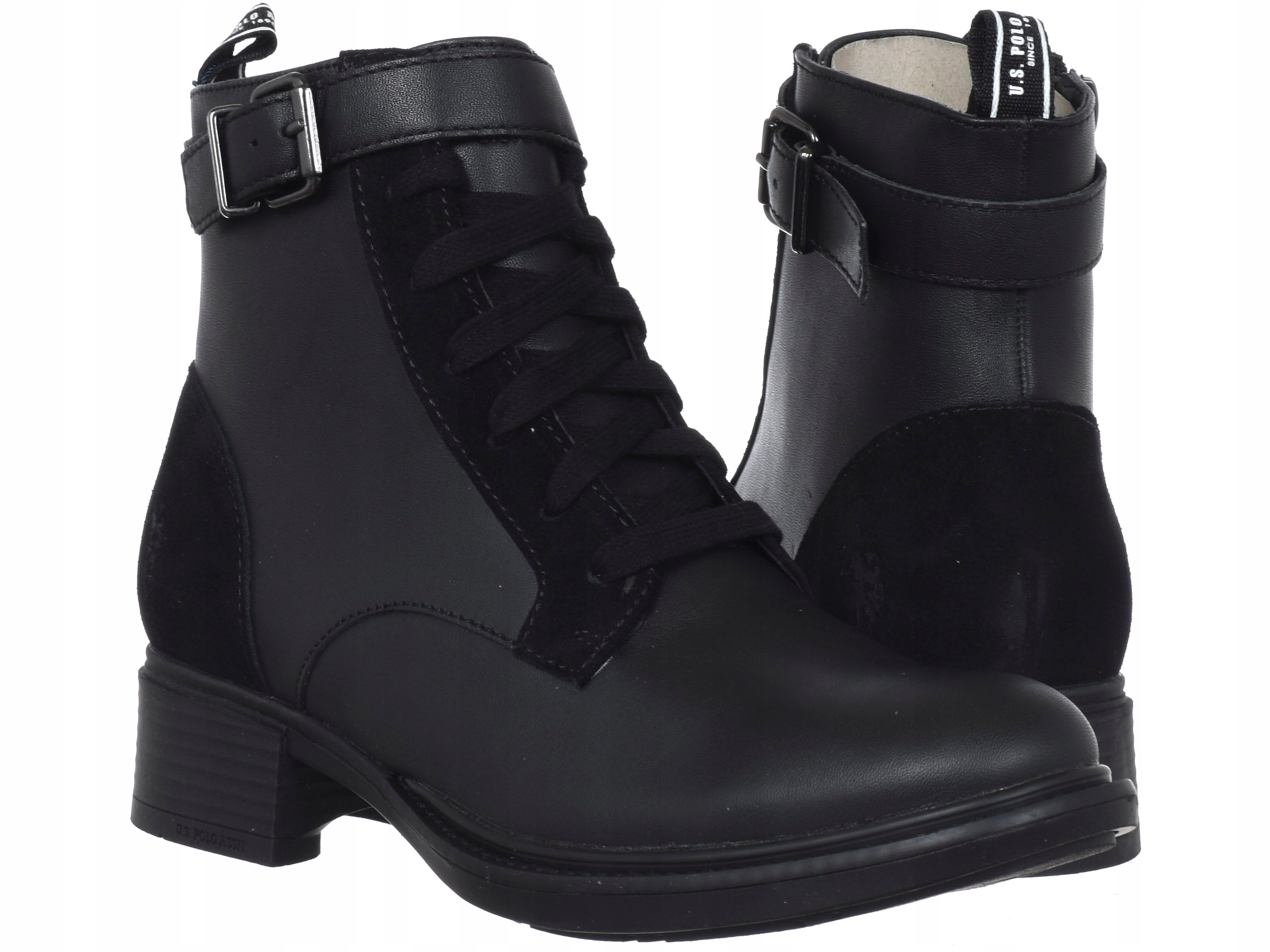 Dámské boty U.s. Polo Assn. BEGGY006-BLK kožené kotníkové boty na podpatku