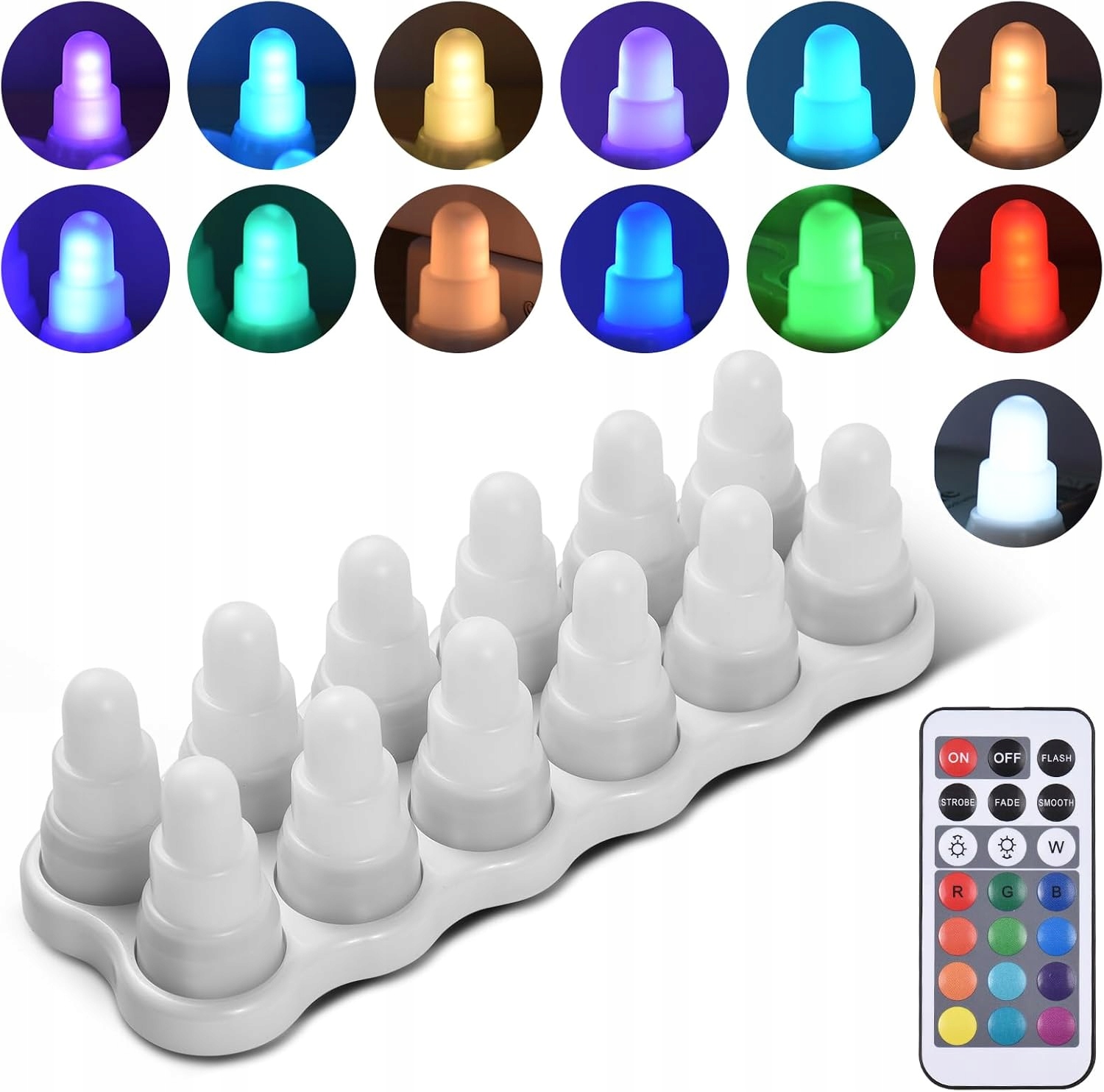Led svíčky Kavolet 12 ks bezplamenné 13 barev dálkové ovládání Usb nabíjené Rgb