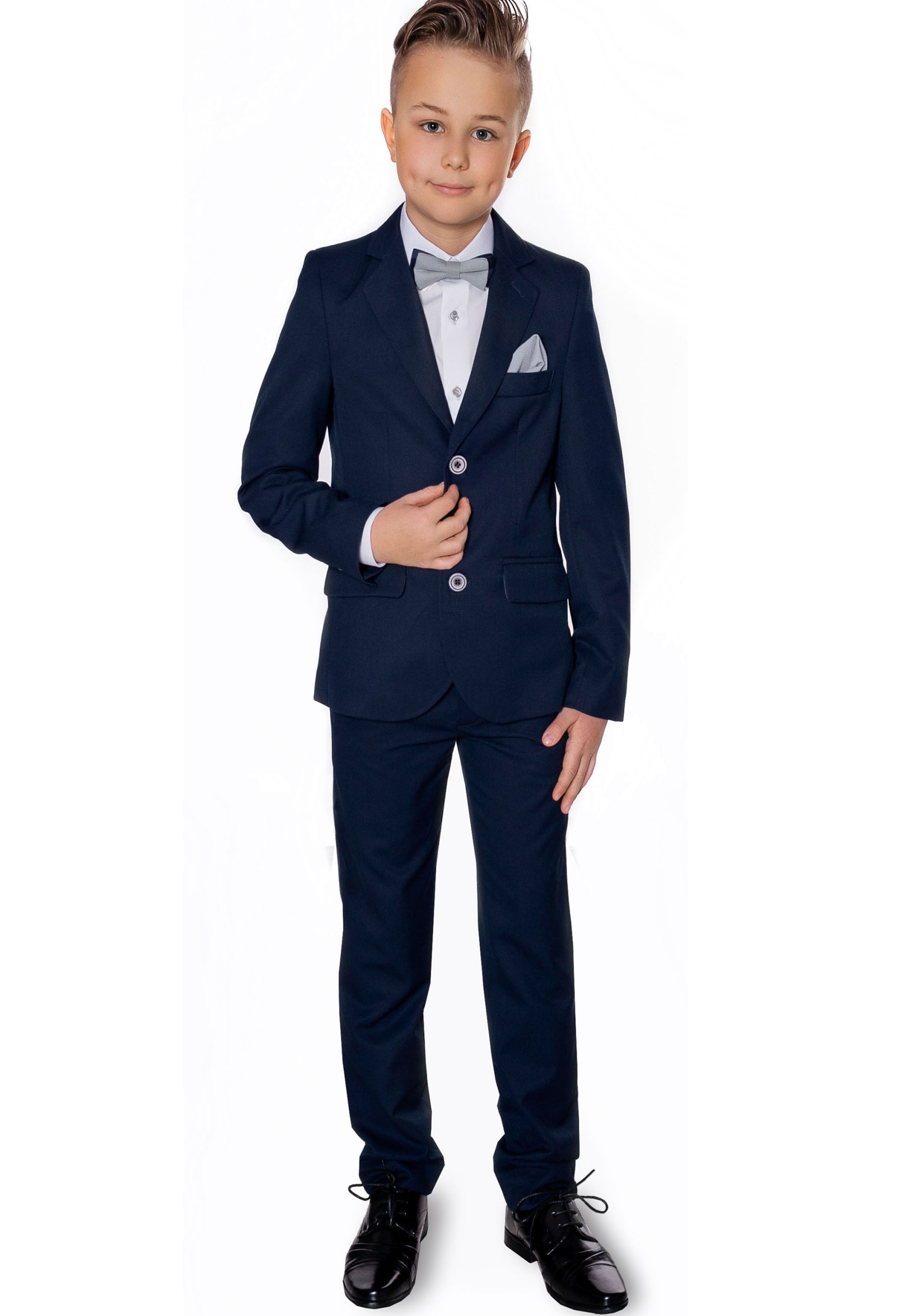 GARNITUR koszula dodatki ZESTAW komunijny 140 SLIM Odcień granatowy