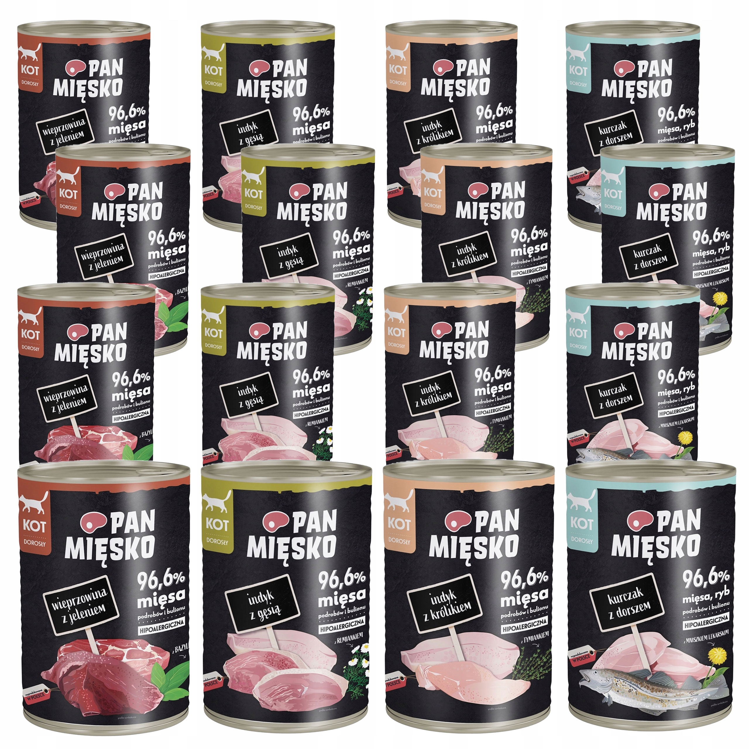 Levně Pan Mięsko Krmivo mokré pro kočky mix chutí 16 x 400 g