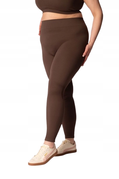 Mona Queen Size Dámské Legíny Ribbed caffe, velikost 2XL