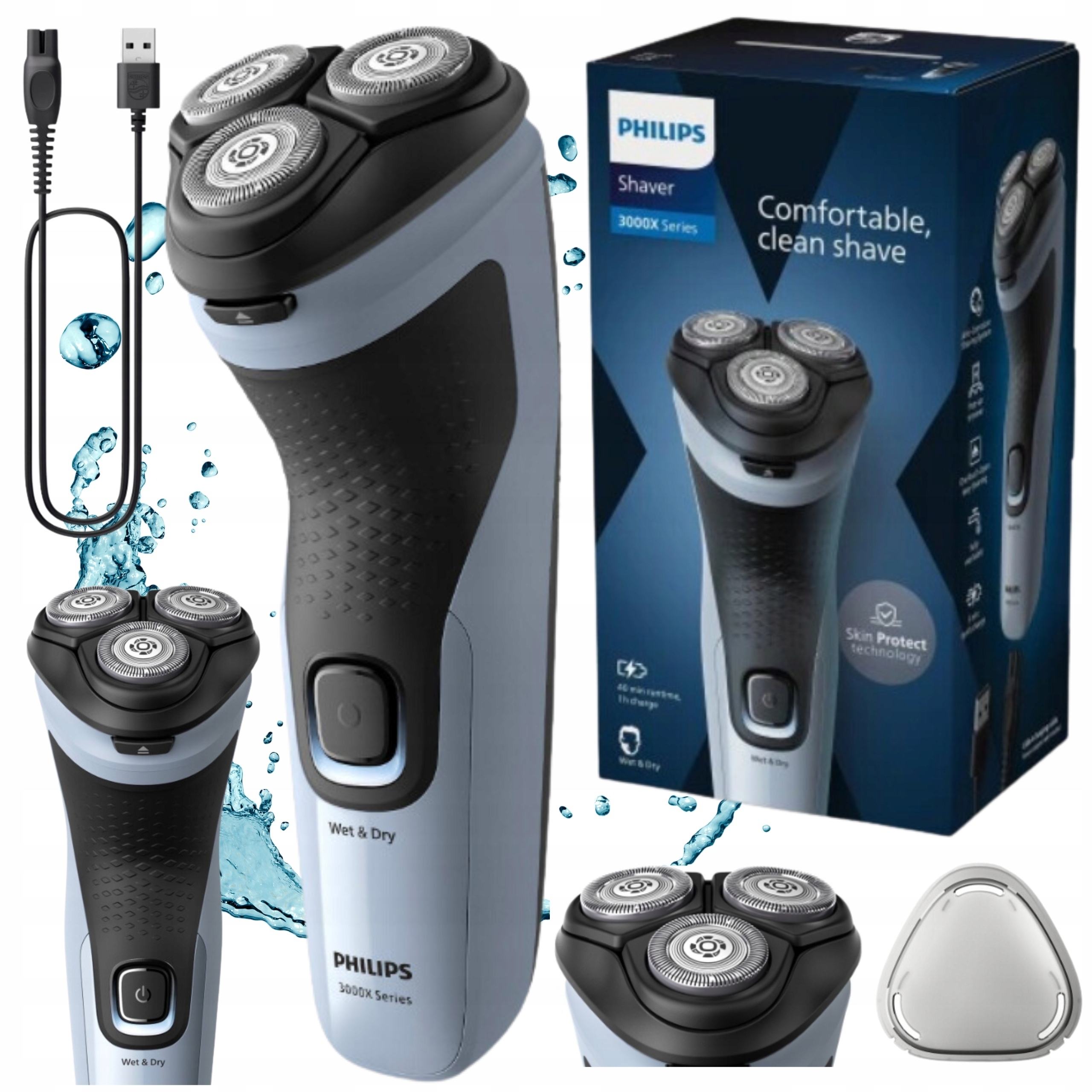 Maszynka Golarka Philips Bezprzewodowa Elektryczna Wodoodporna Trymer X3003