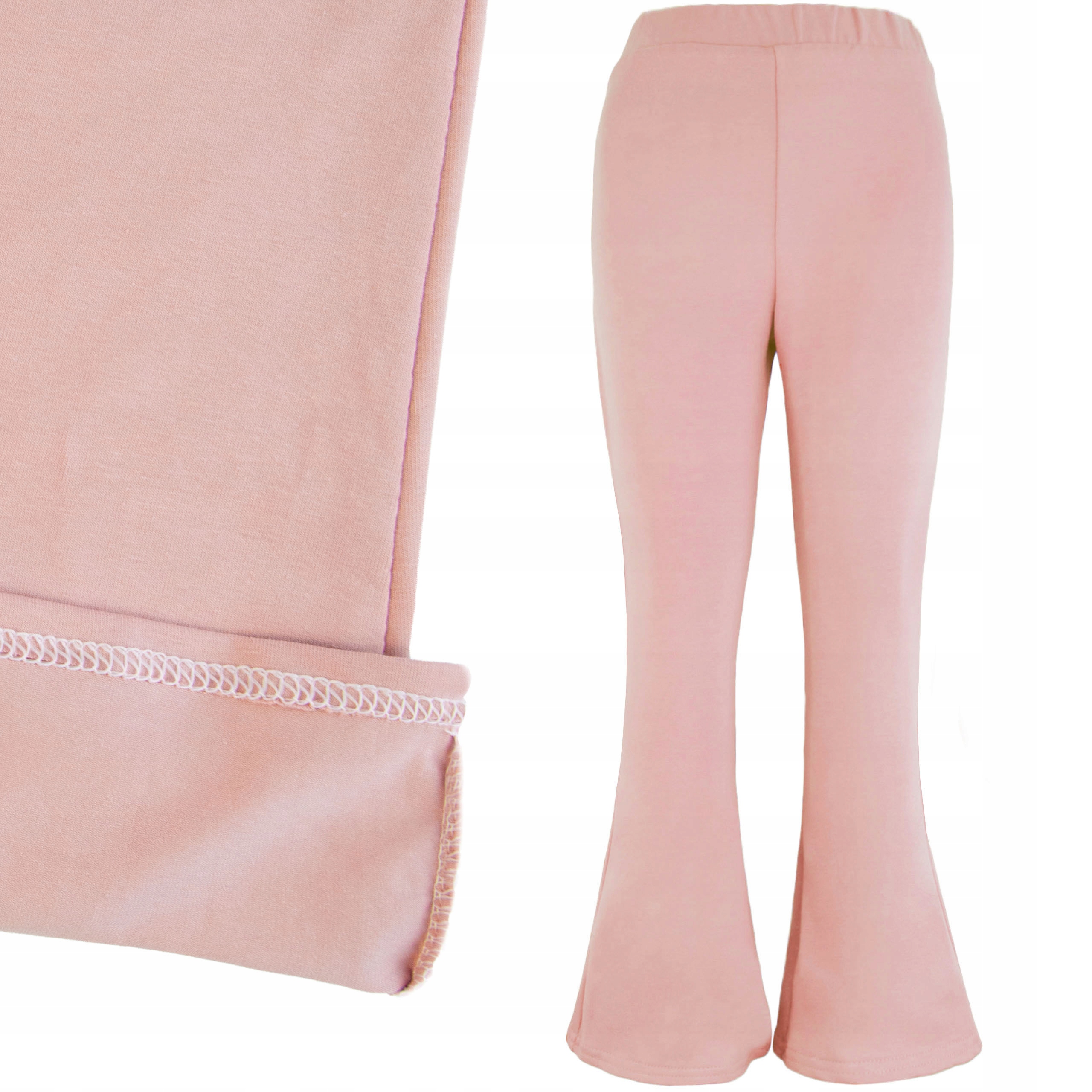 Lekkie dzwony FLARE spodnie legginsy dziewczęce - pudrowe WIOSNA LATO 134