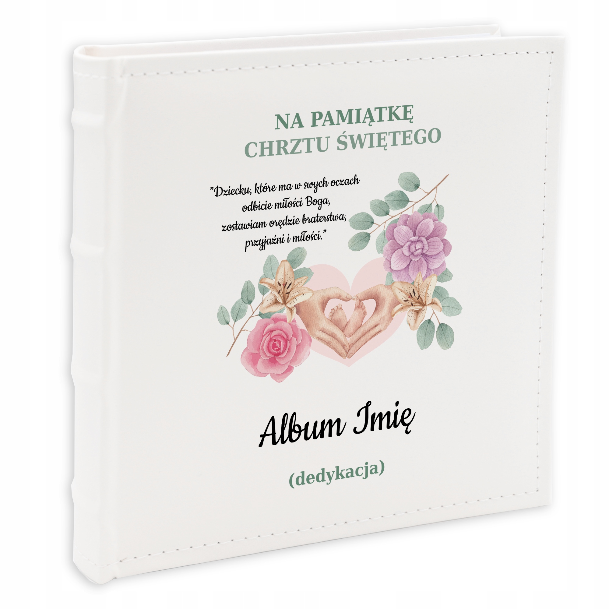 Album na fotografie 10x15 cm Bílý křest dítěte Jméno Dedikace Kreator