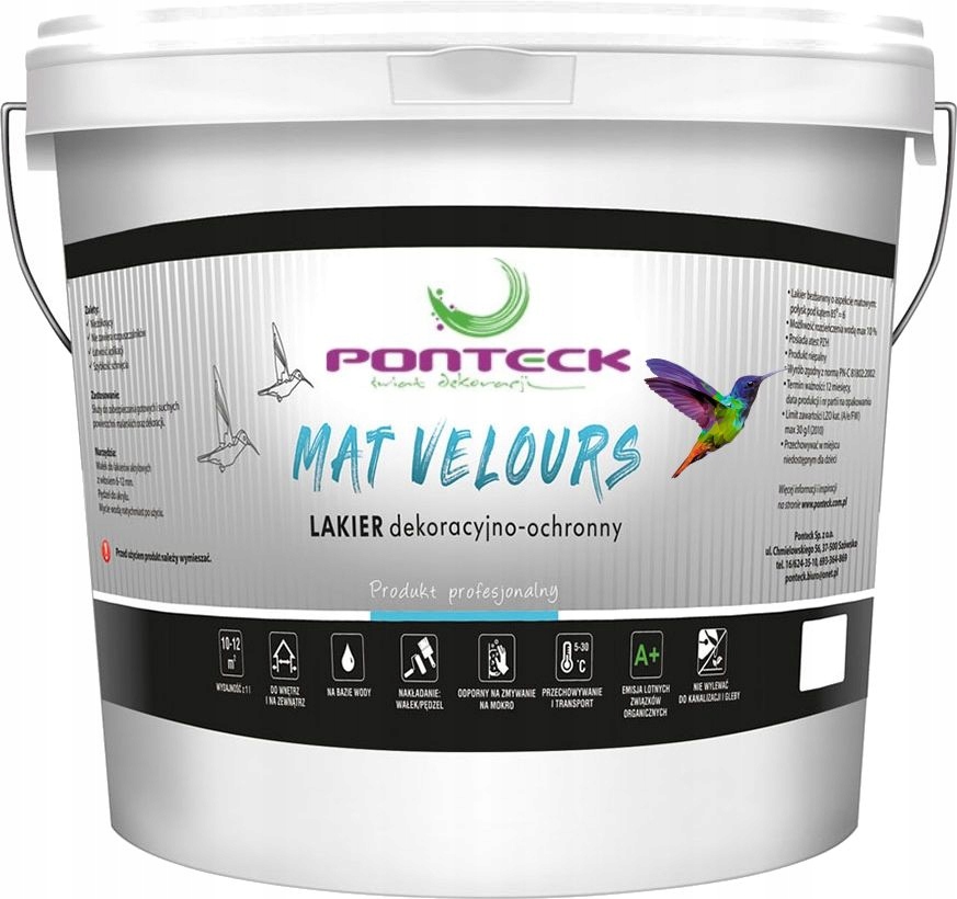 Lakier do Ścian Matowy bezbarwny ochronny 10L. Ponteck