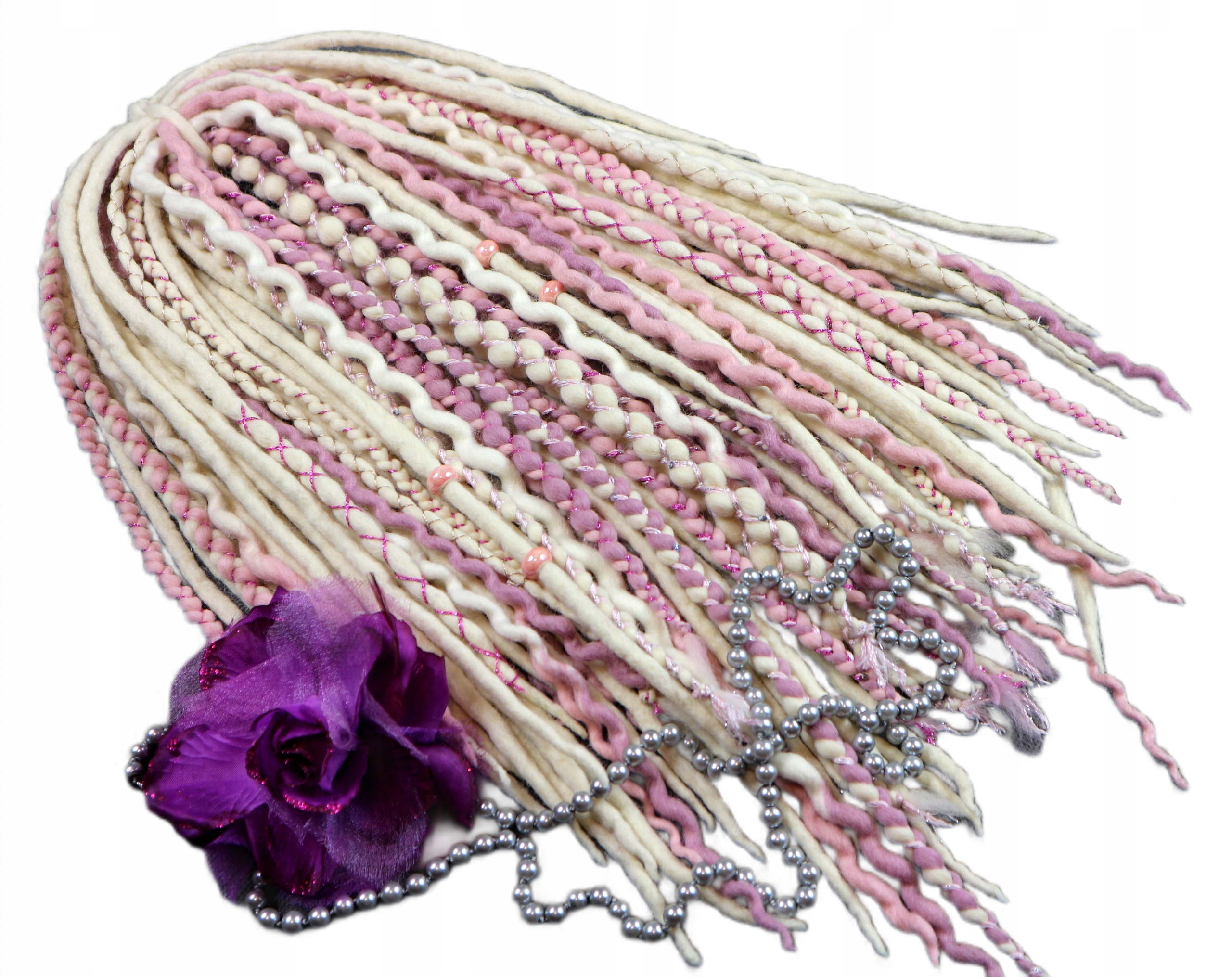 Vlněné pastelky Dredy, světle blond růžová, Sladká Fascinace, 40 kusů