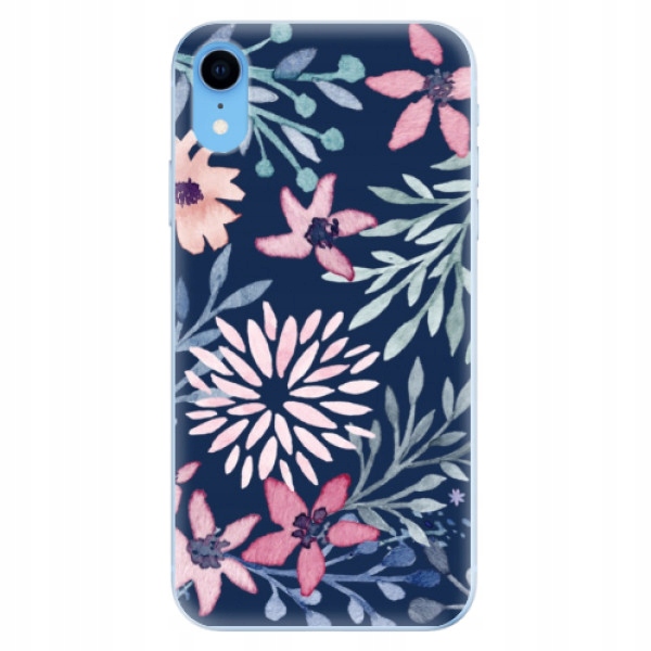 Silikonowe etui iSaprio Leaves on Blue do iPhone Xr