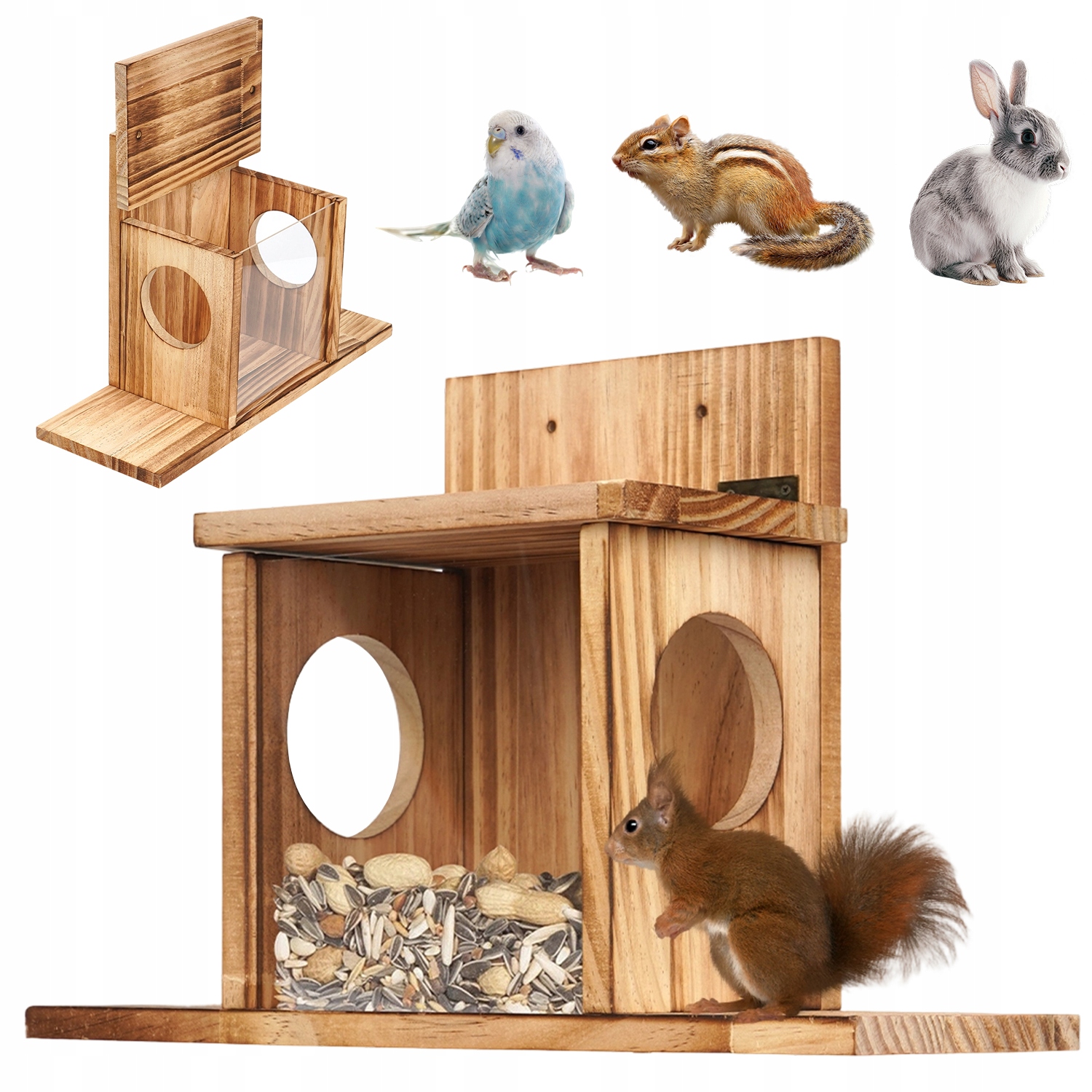 Levně Krmítko z kukuřice pro veverky visící venku, zábavný domeček