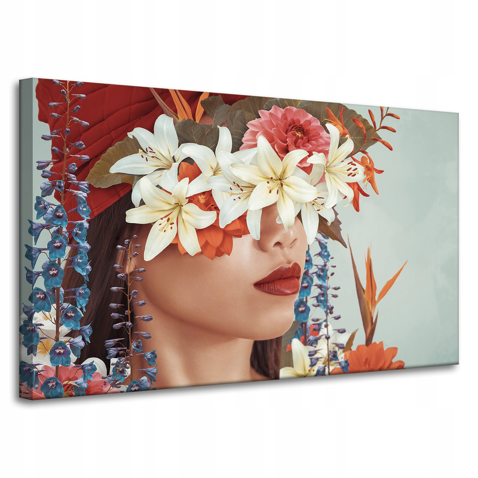 Obraz na plátně Žena Ústa Květiny Příroda 100x60 cm Ideální jako dárek
