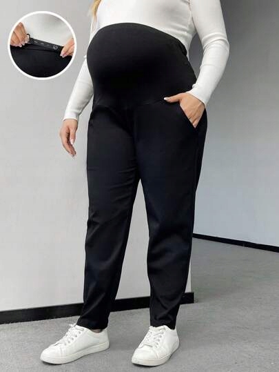 SHEIN SPODNIE CIĄŻOWE CZARNE PROSTE CASUAL 46 ŁOA Rozmiar 46