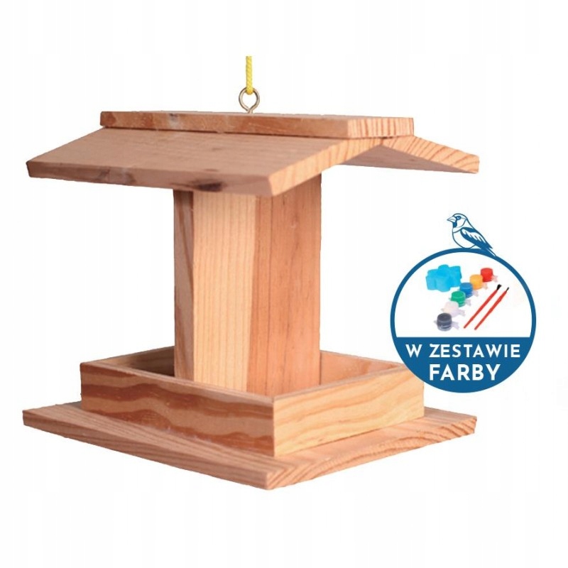 

Karmnik Dla Ptaków Drewniany farby w zestawie