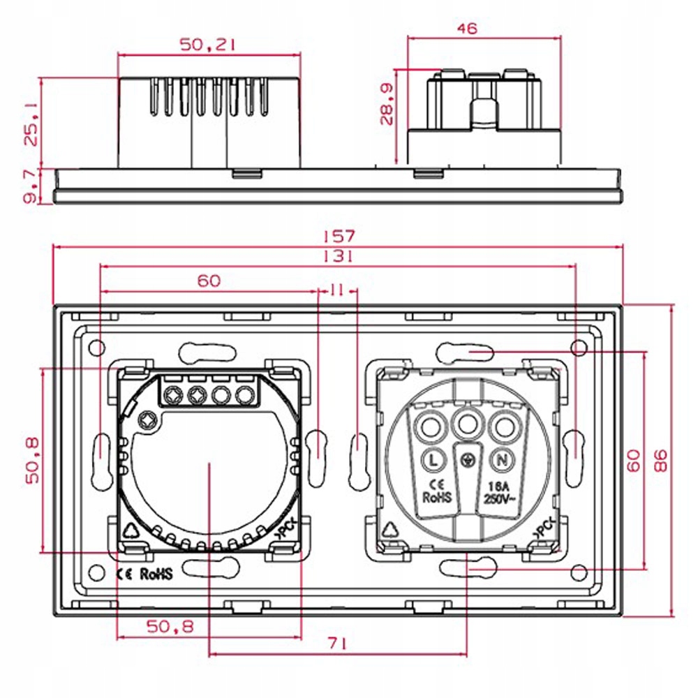 DOTYKOWY STEROWNIK ROLET ŻALUZJI WIFI Z GNIAZDKIEM Komunikacja WiFi