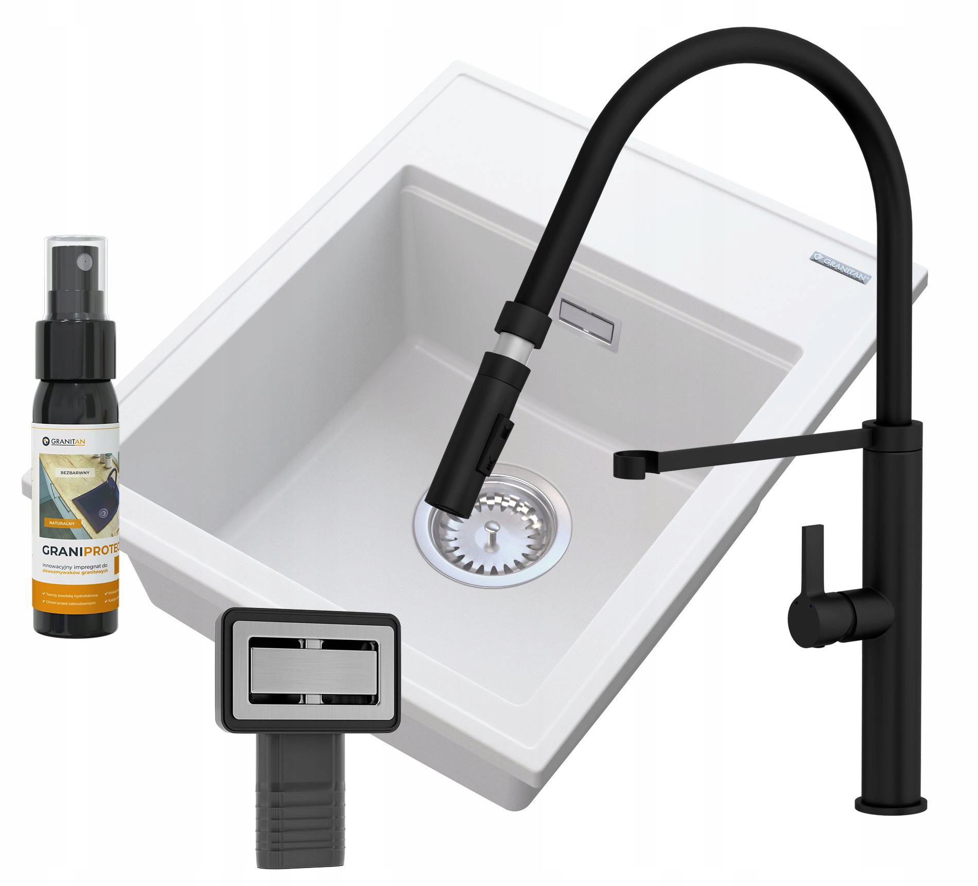 Granitový Drez, Biela Kuchynská Súprava, Alor