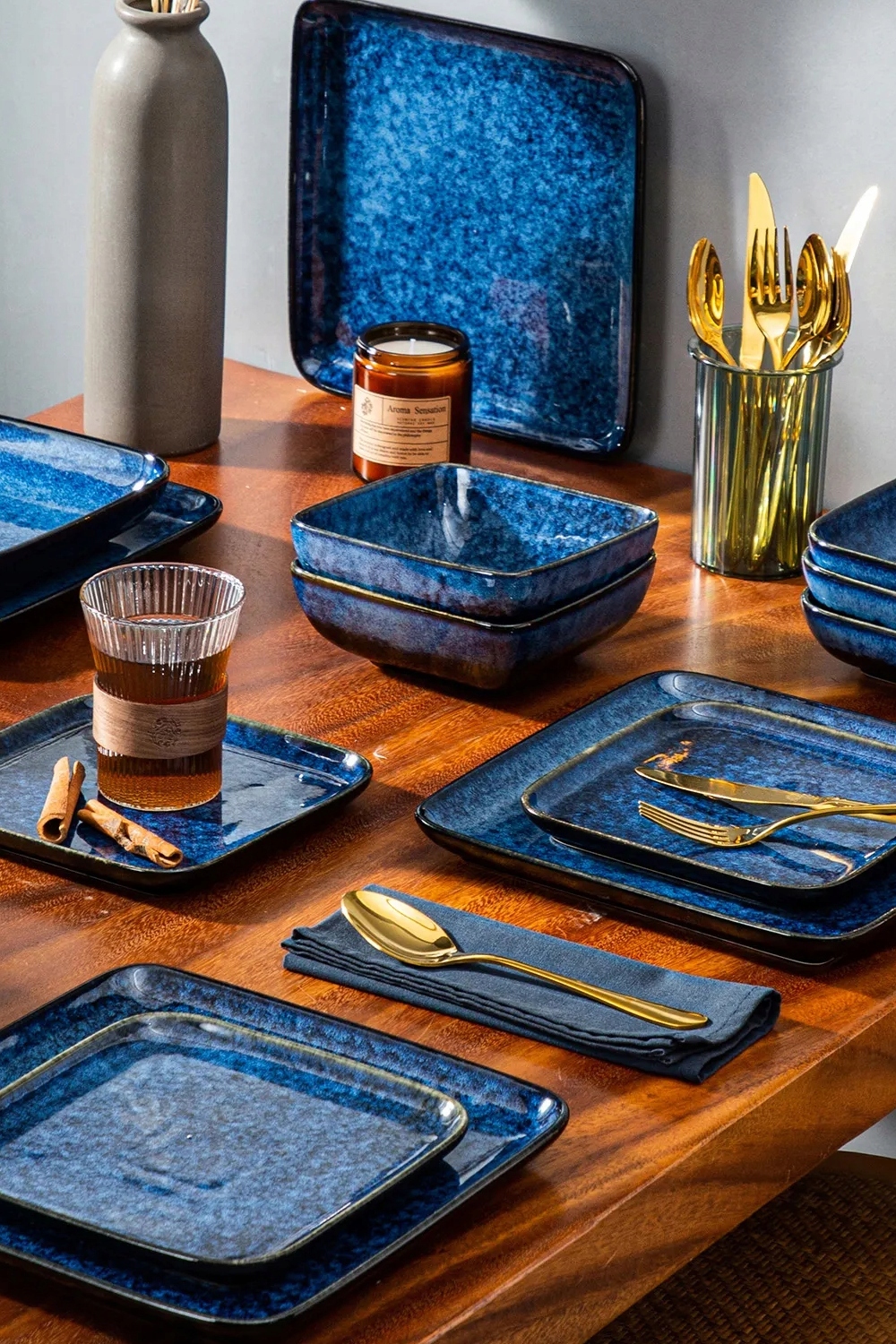 Serwis Obiadowy Dla 8 Osób ZESTAW Talerze Kwadratowe Do Mikrofali PIĘKNE ! Kształt Kwadratowy