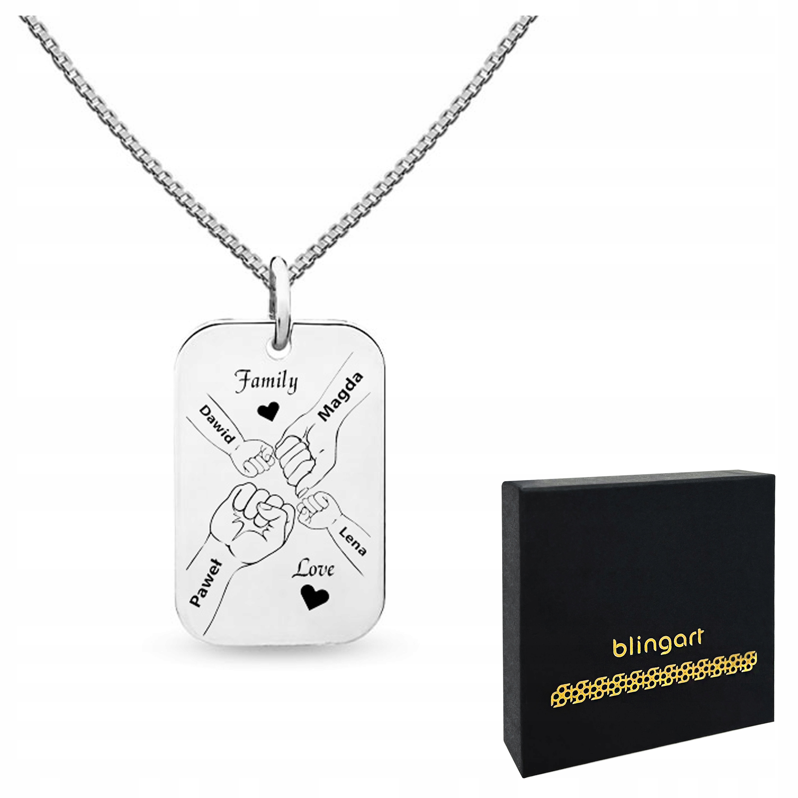 Vojenská Známka s gravírováním se jmény rodiny, pánský náhrdelník stříbro 925