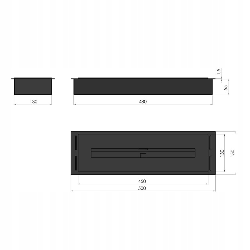 Biokominek biopalenisko do zabudowy Inbox 500 Czarny SimpleFire Marka Simplefire