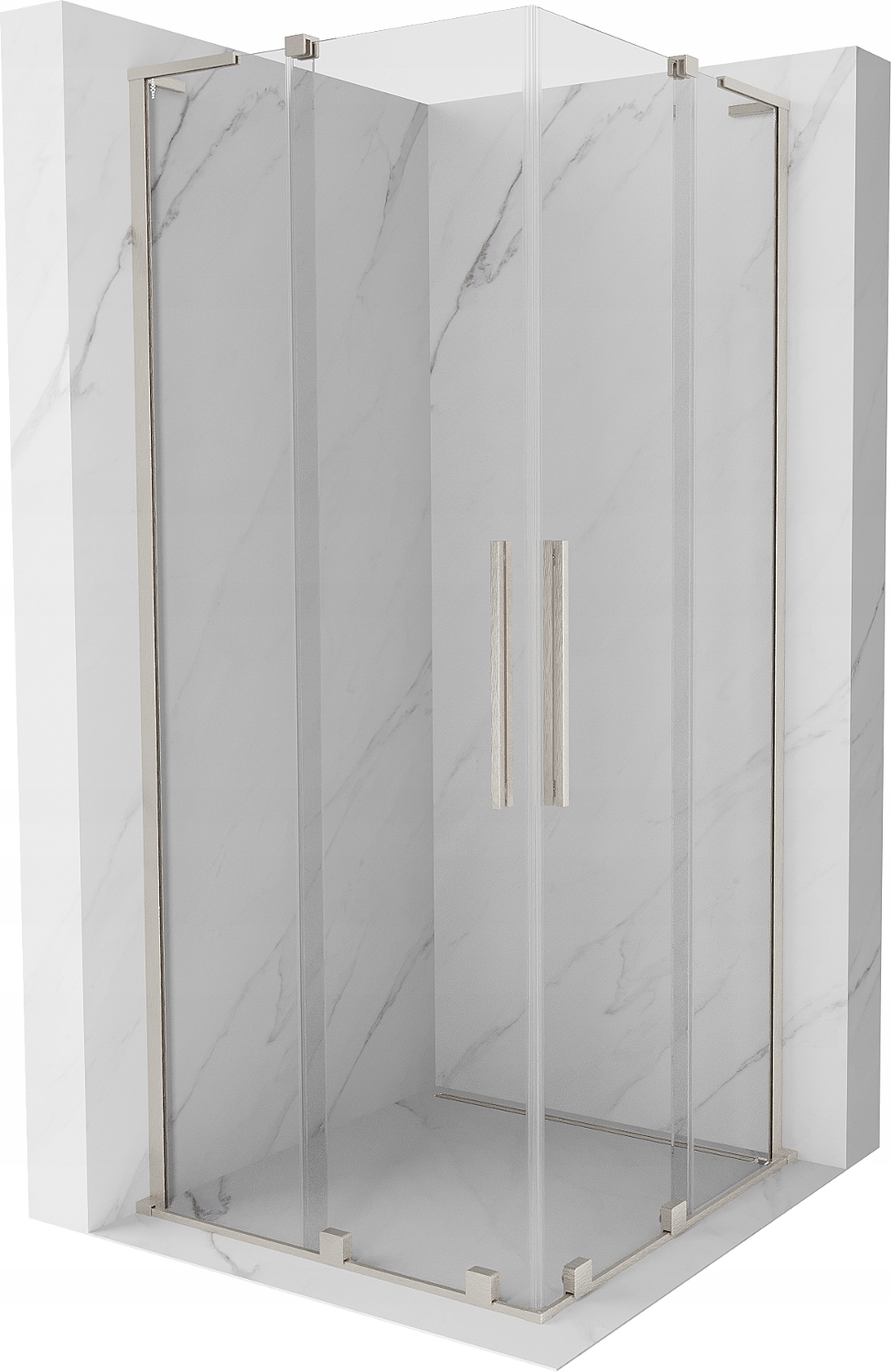 Mexen Velar L Duo Kabina Prysznicowa Rozsuwana 90X90 CM Transparent Nikiel