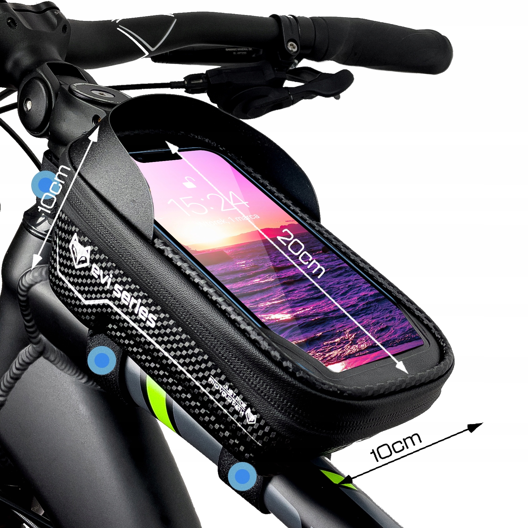 Torba ROWEROWA, uchwyt na telefon SAKWA WODOODPORNA na rower PREMIUM M Przeznaczenie telefon