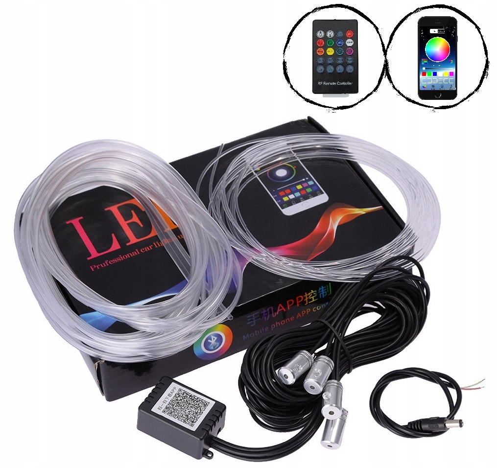 Světlovod 6M 5 Ks Rgb El Wire Osvětlení Kabiny Ambient
