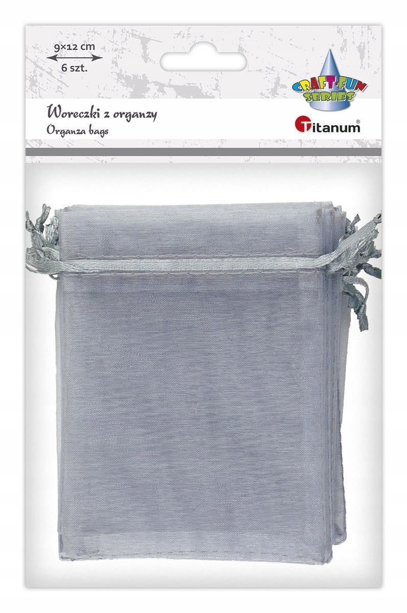 Woreczki z organzy Szare 9x12 cm 10 sztuk Titanum