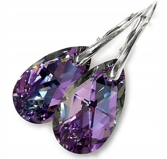 Krystaly Krásné Náušnice Přívěsek Vitrail Stříbro 925