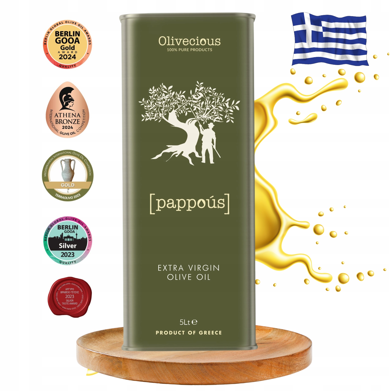 Oliwa z oliwek Extra Virgin Olivcious 5L kwasowość 0,2% Peloponez