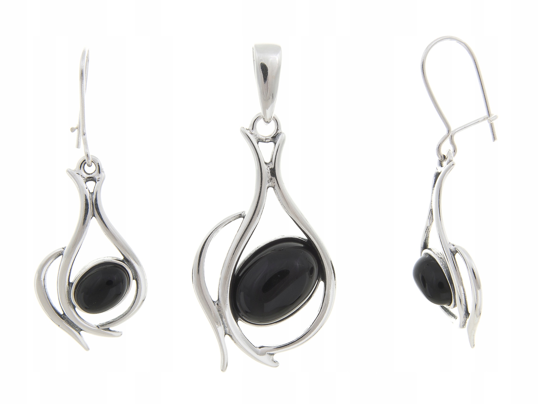 Stříbrný Set Náušnice Přívěsek Onyx Dárek