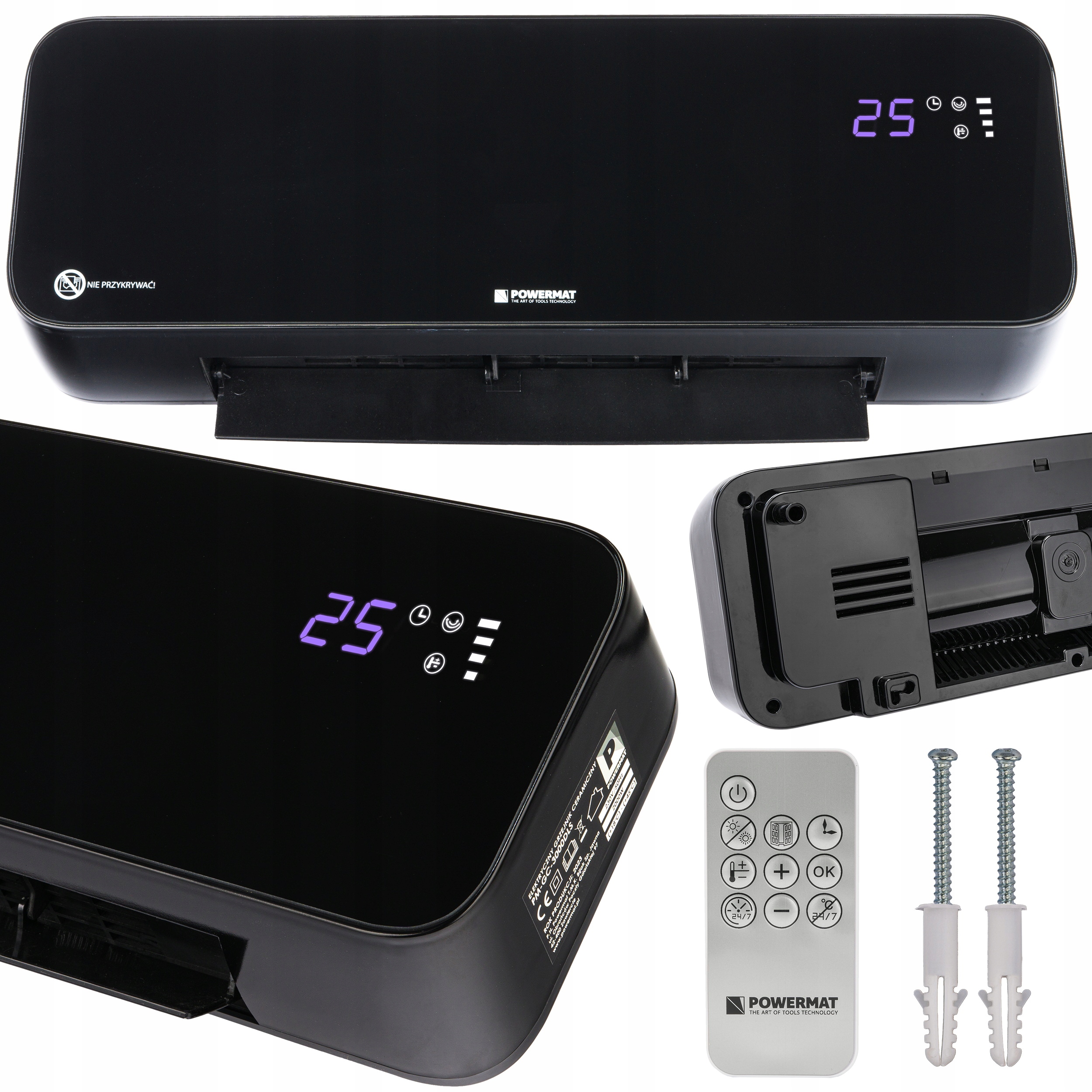 Vzduchová clona Keramický ohřívač 2000W Pilot Termoventilátor LCD