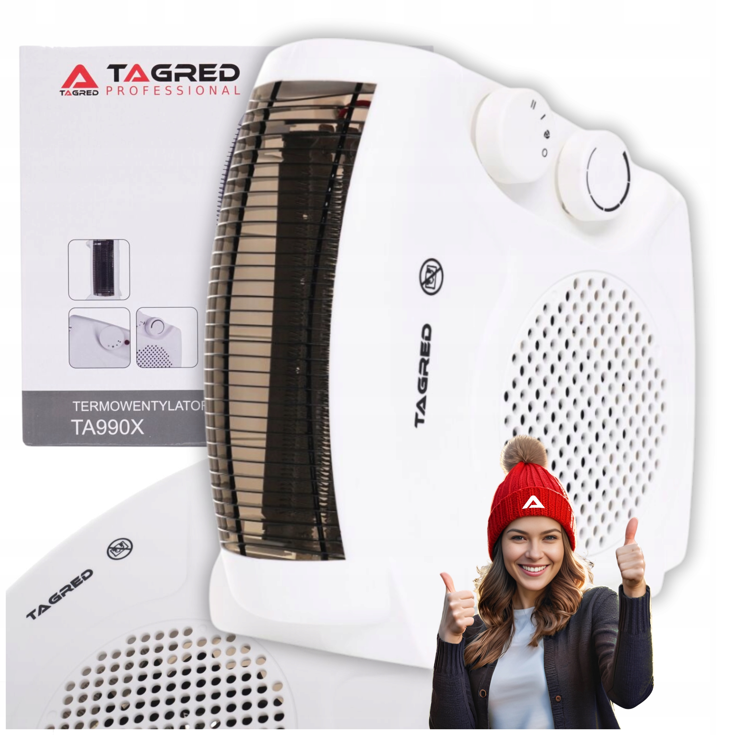 Elektrická farelka Termoventilátor Ohřívač Teplo Vzduch Studený 2000W