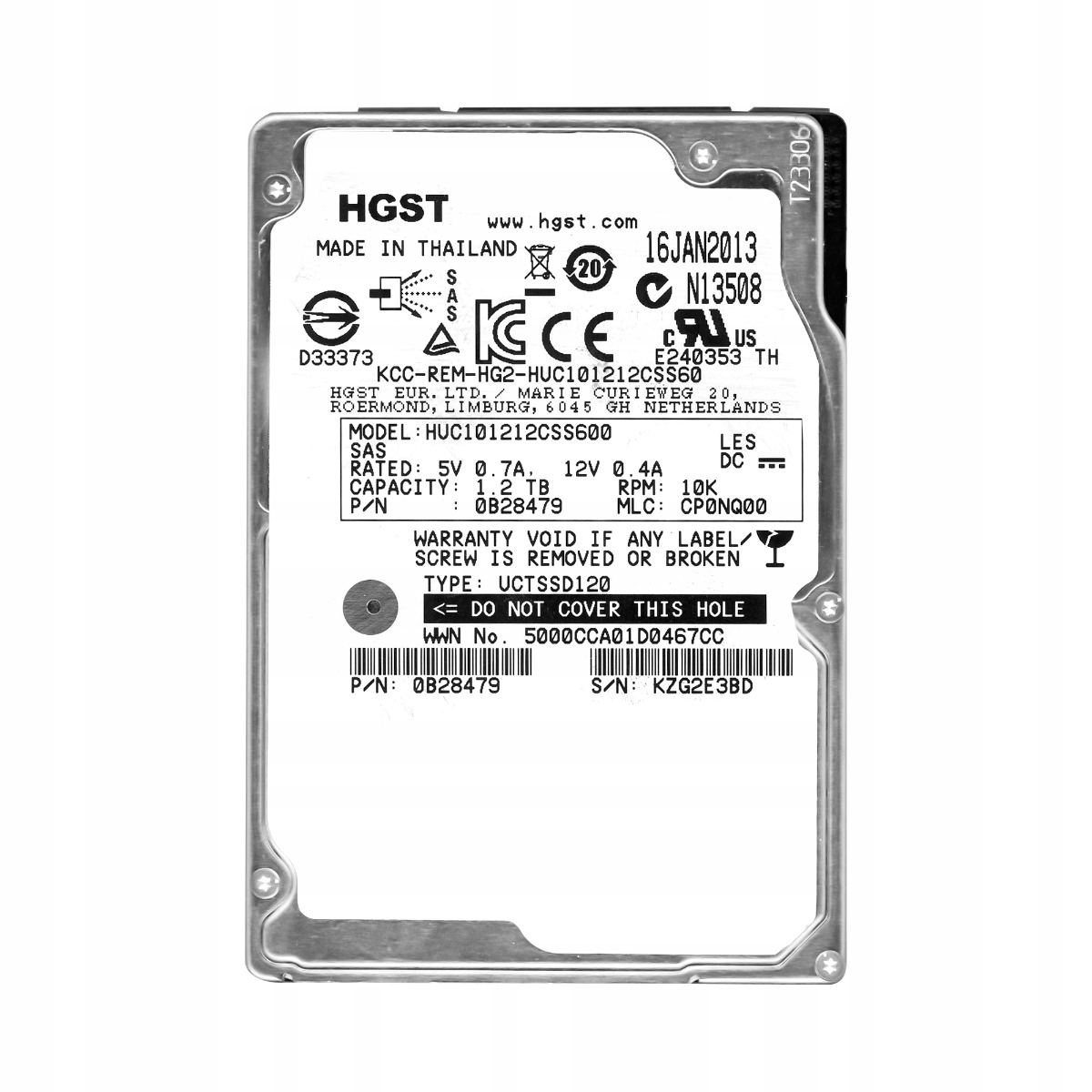 Hgst UltraStar C10K1200 1.2TB 10K 64MB SAS-2 2.5" HUC101212CSS600
