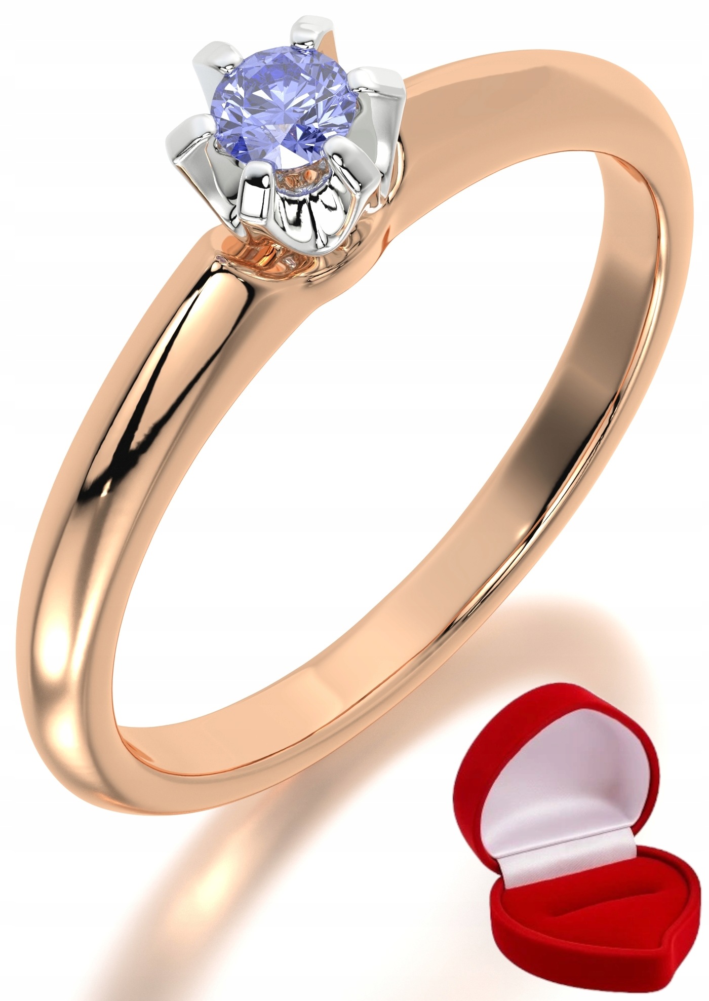 Zlatý Prstýnek 585 14k Tanzanit 0,09 ct Růžové Zlato R9
