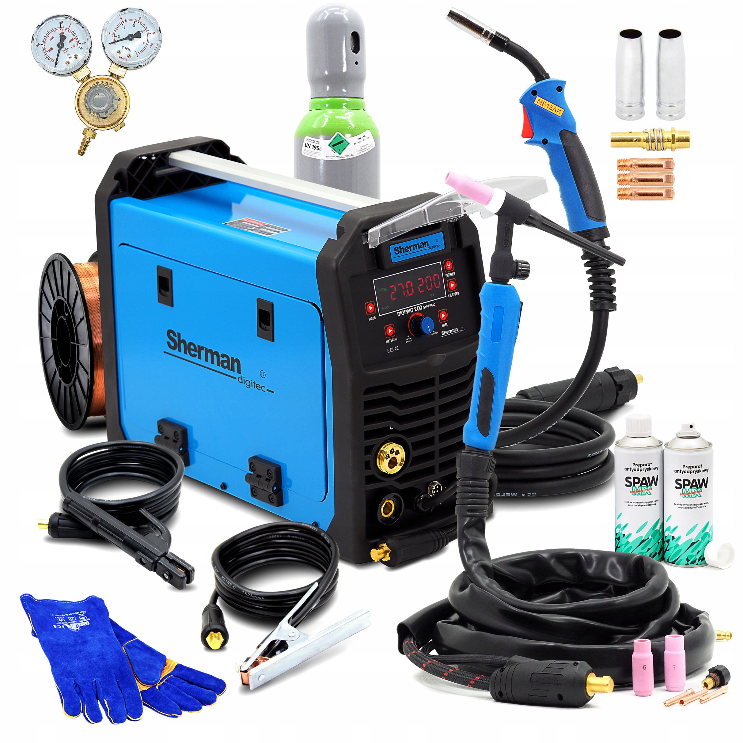 Zestaw SHERMAN DIGIMIG 200 SYNERGIA 230V BUTLA TIG reduktor