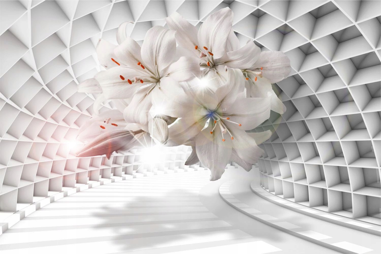 Magnetická maskovací podložka na radiátor Květiny v tunelu 3D 60x100