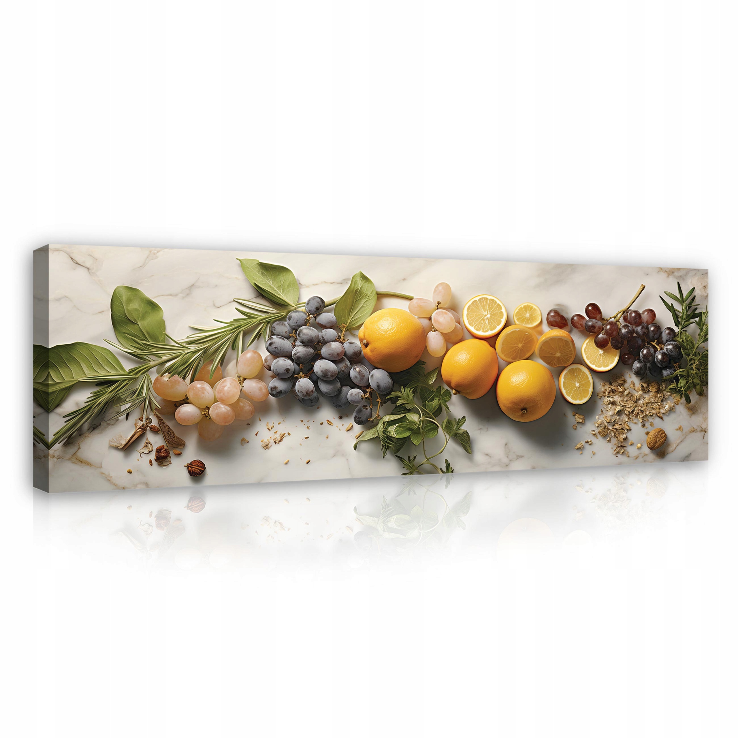 Obraz do kuchyně Moderní mramor Bylinky Ovoce Na Plátně Stěna Velký 145x45