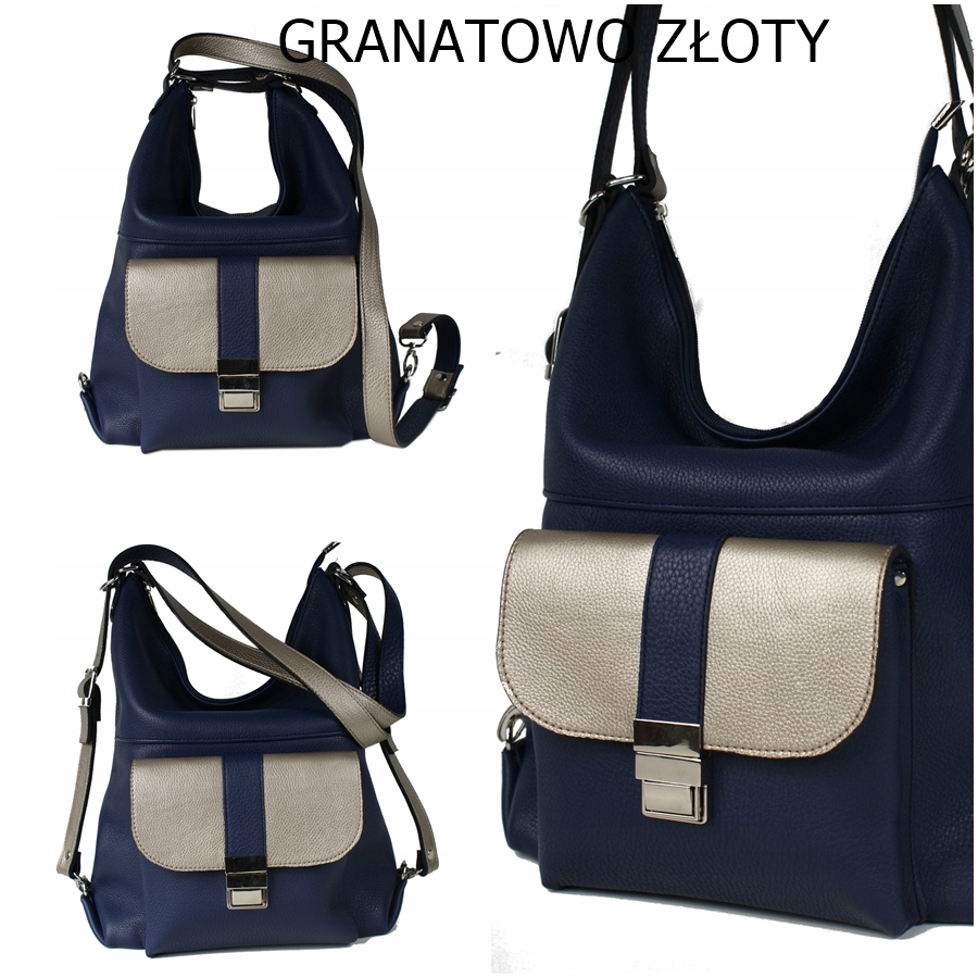 TOREBKA DAMSKA PLECAK 2W1 WŁOSKA SKÓRA NATURALNA Zapięcie zamek