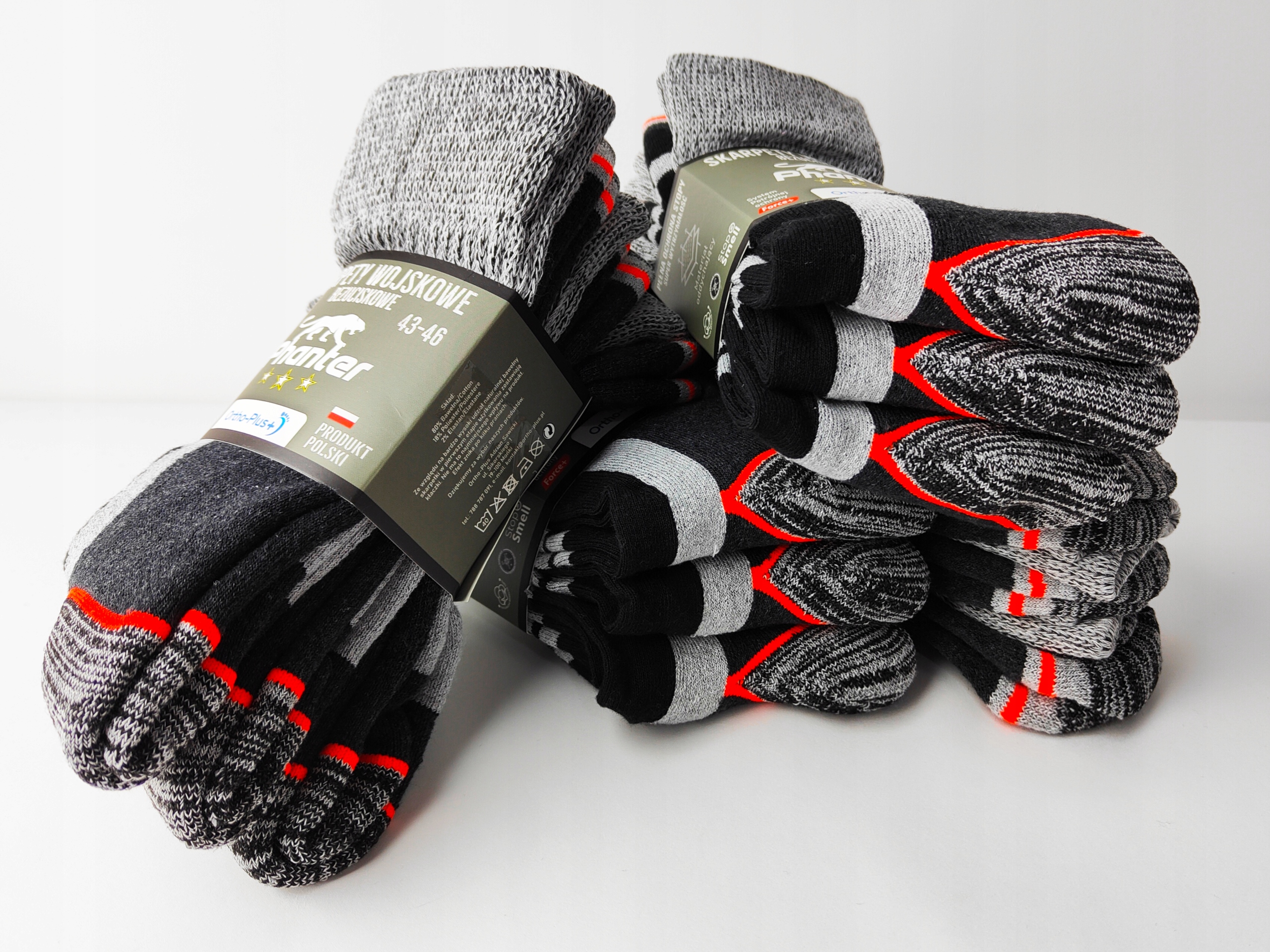 3x POLSKIE Skarpety Wojskowe Trekkingowe Robocze Bezuciskowe Mocne Rozmiar 39-42