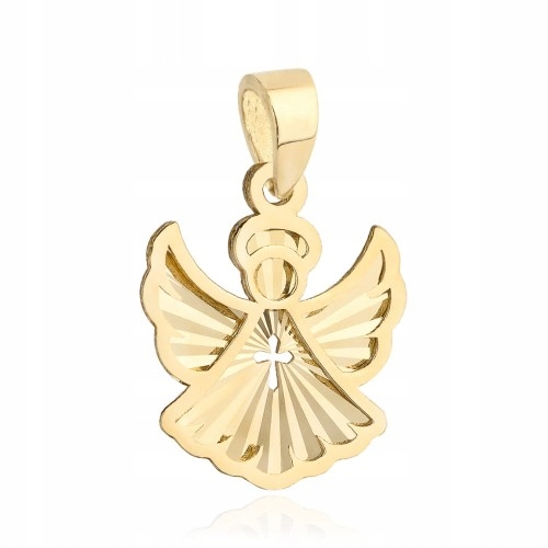 ZŁOTA ZAWIESZKA 585 DIAMENTOWANY ANIOŁEK M.JOPEK