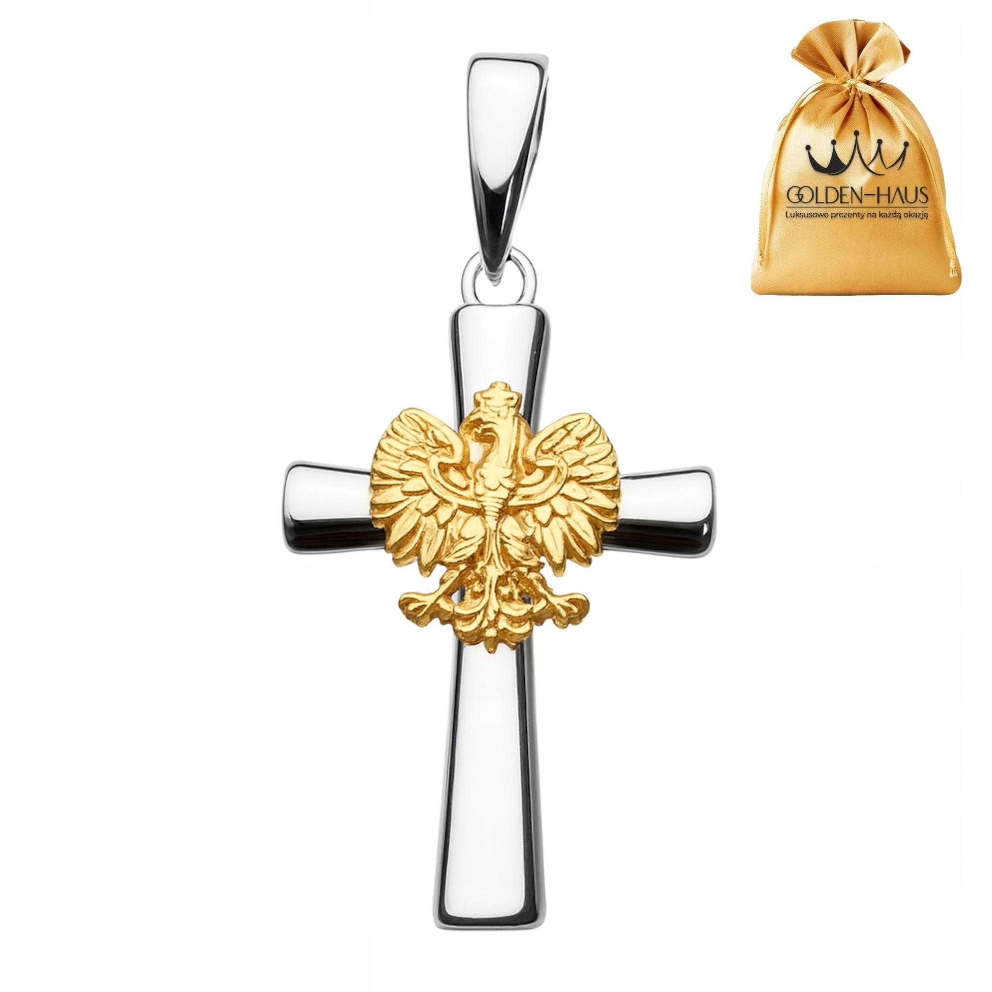 Stříbrný Oxidovaný Křížek S Pozlaceným Orlem Pánský Stříbro O Ryzosti 925