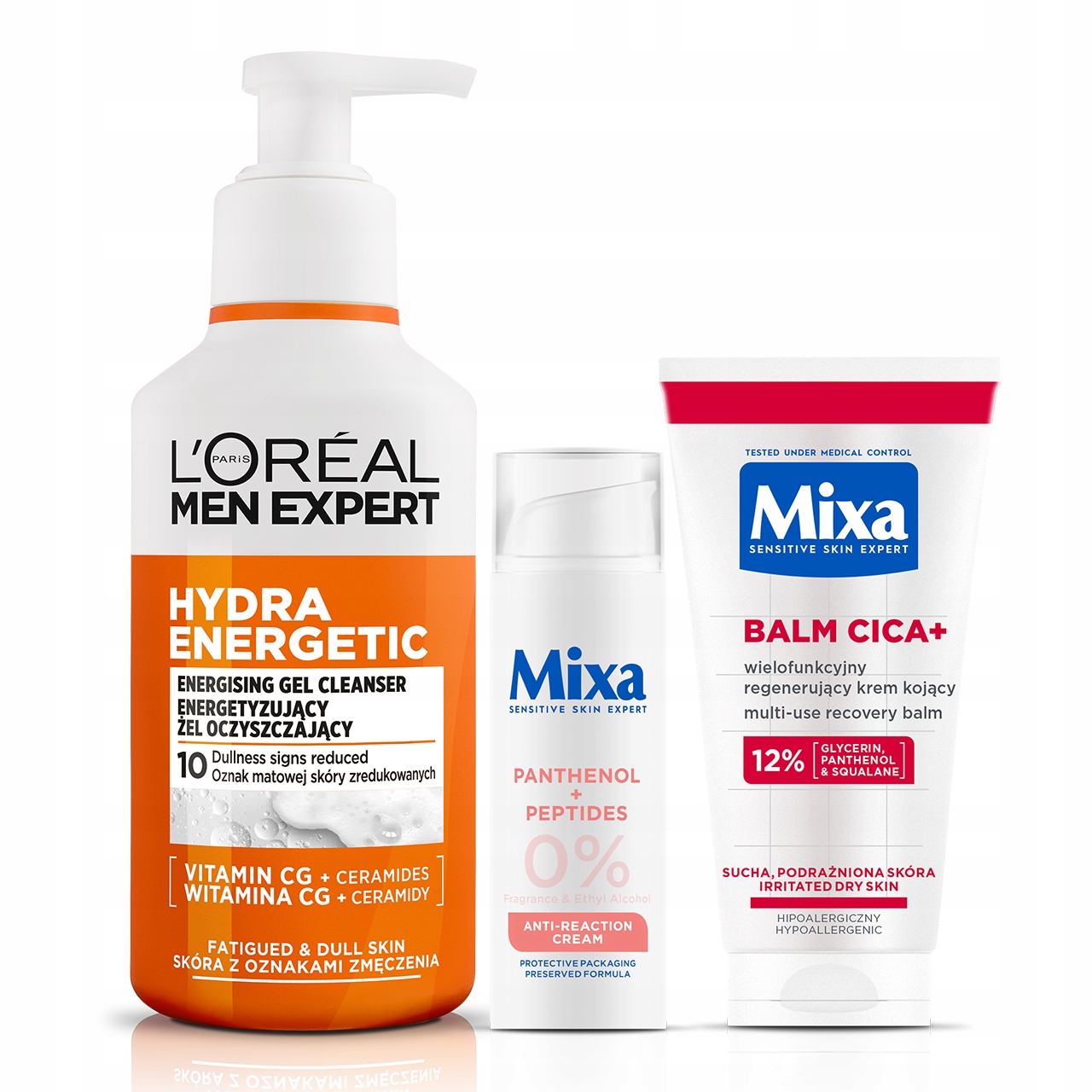 Zestaw L'Oréal Men Expert Żel do Skóry Zmęczonej Mixa Kremy Regenerujące