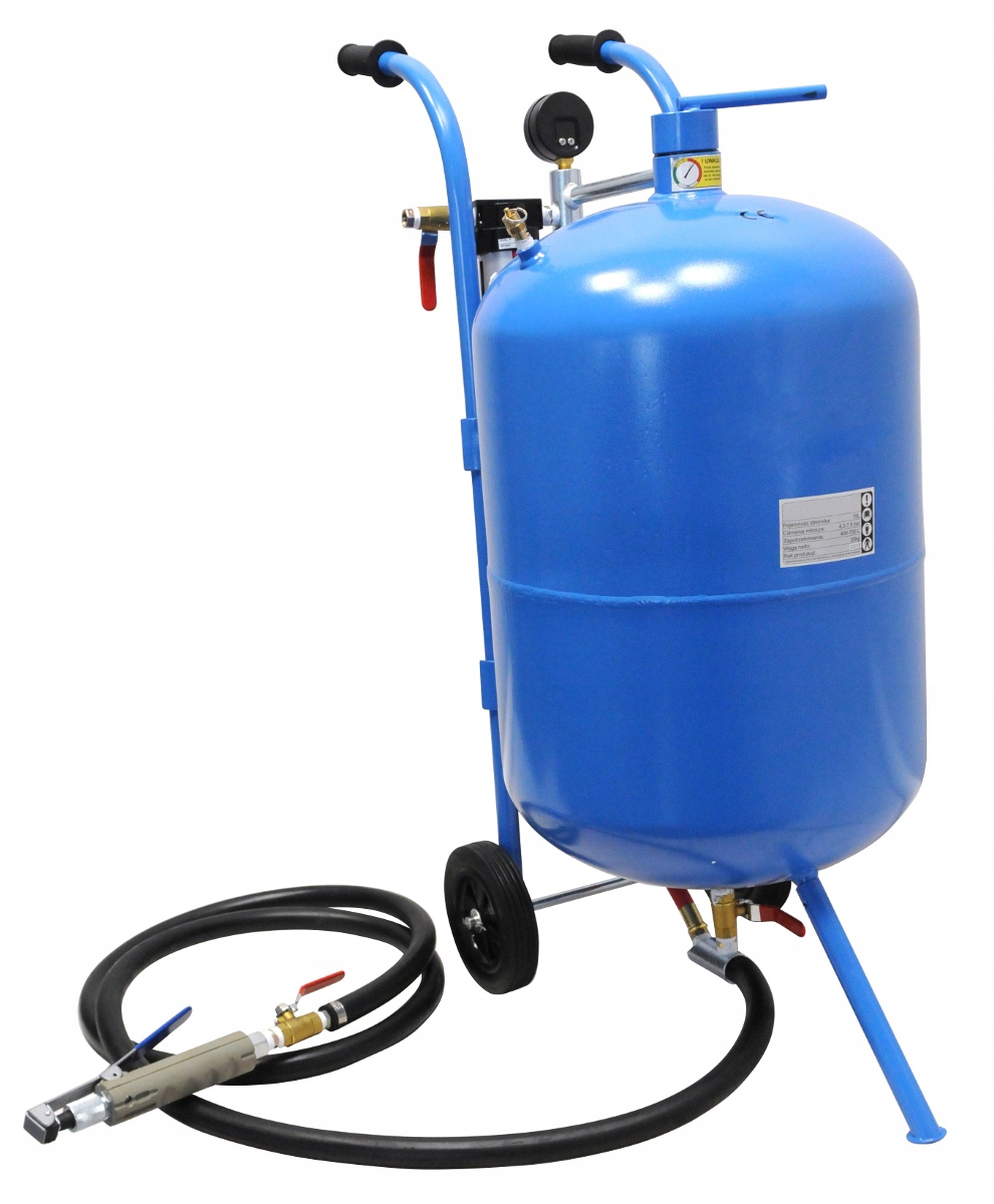 PIASKARKA SYFONOWA MOBILNA 38L PISTOLET DO PIASKOWANIA + MASKA DYSZE Waga produktu z opakowaniem jednostkowym 17.5 kg