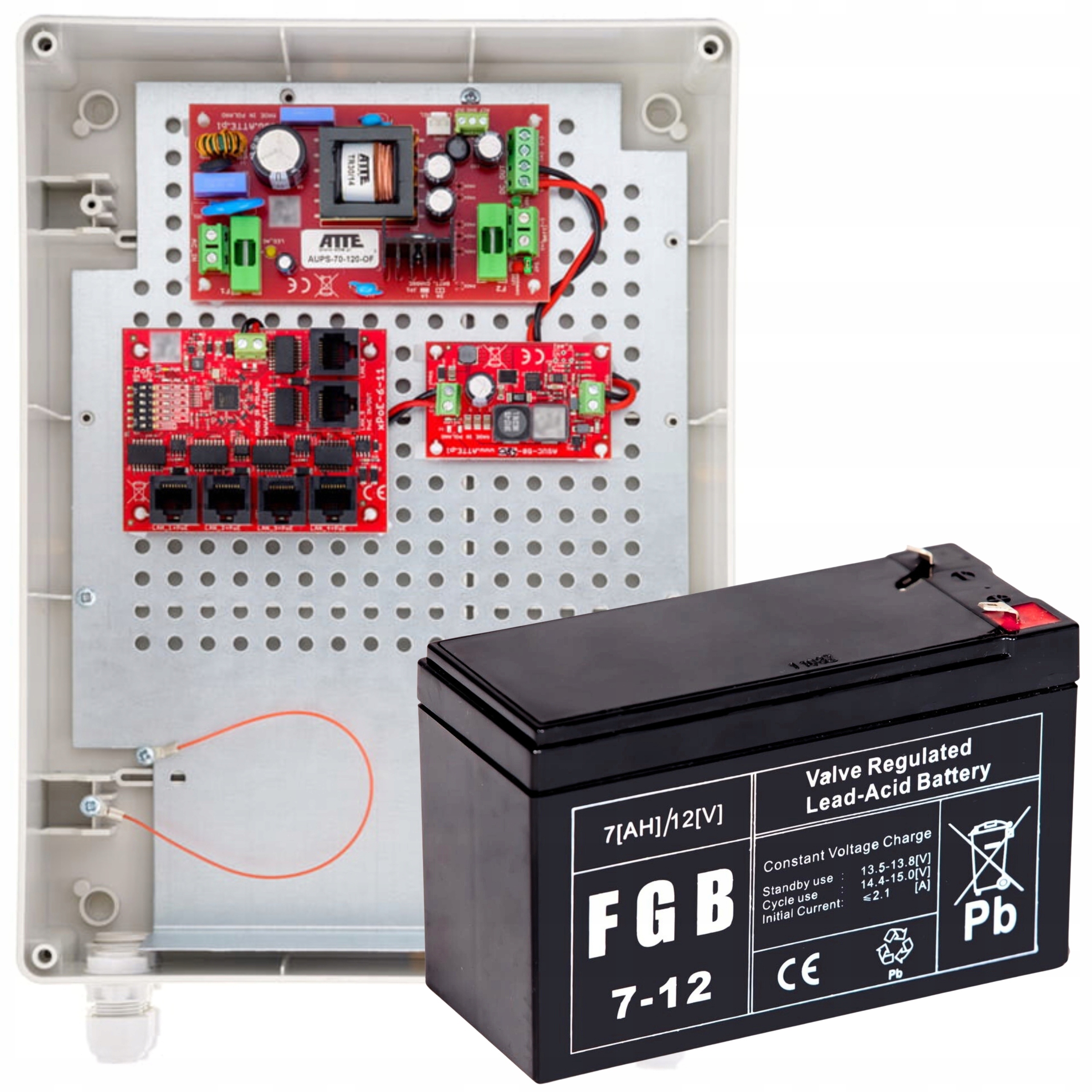 Sada vyrovnávacího napájení pro 5 kamer IPUPS-5-11-XL2 PoE akumulátor 12V