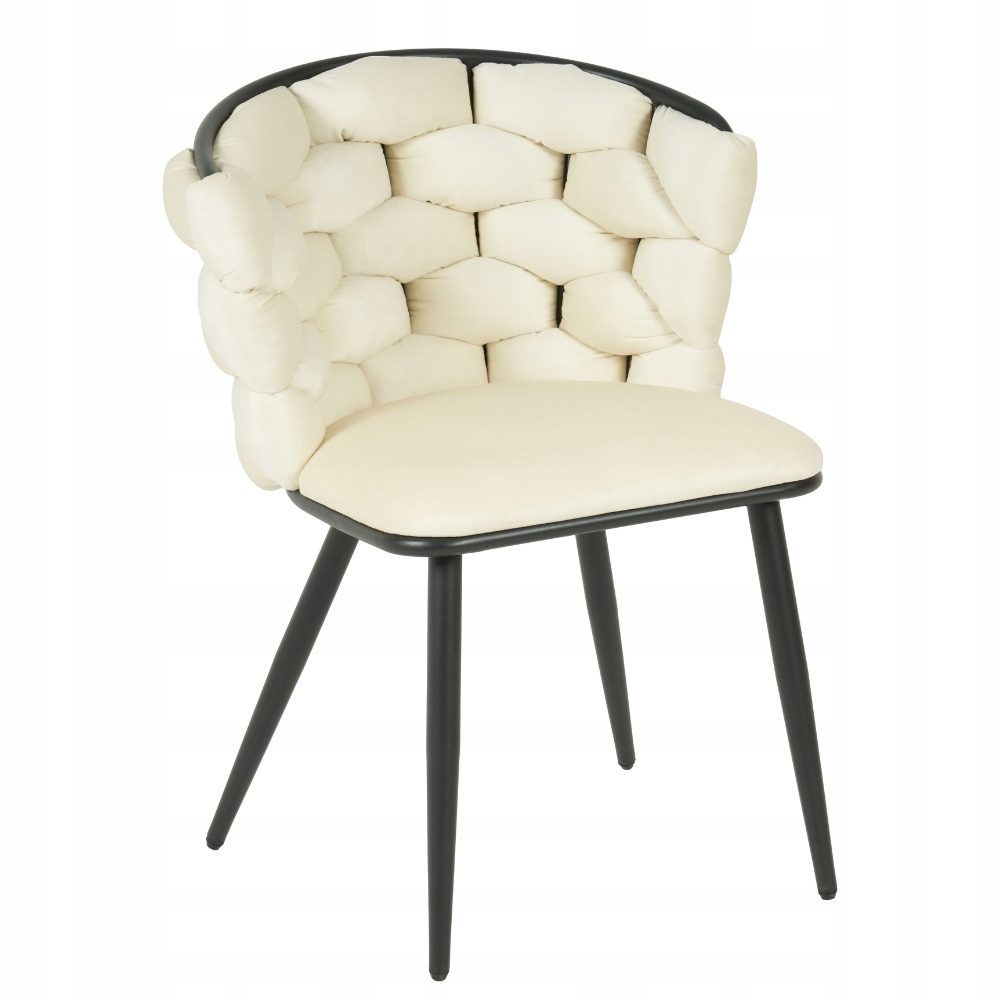 Čalouněné Velurové Křeslo Do Jídelny Obývacího Pokoje Zoya, Béžové, Černé Nohy