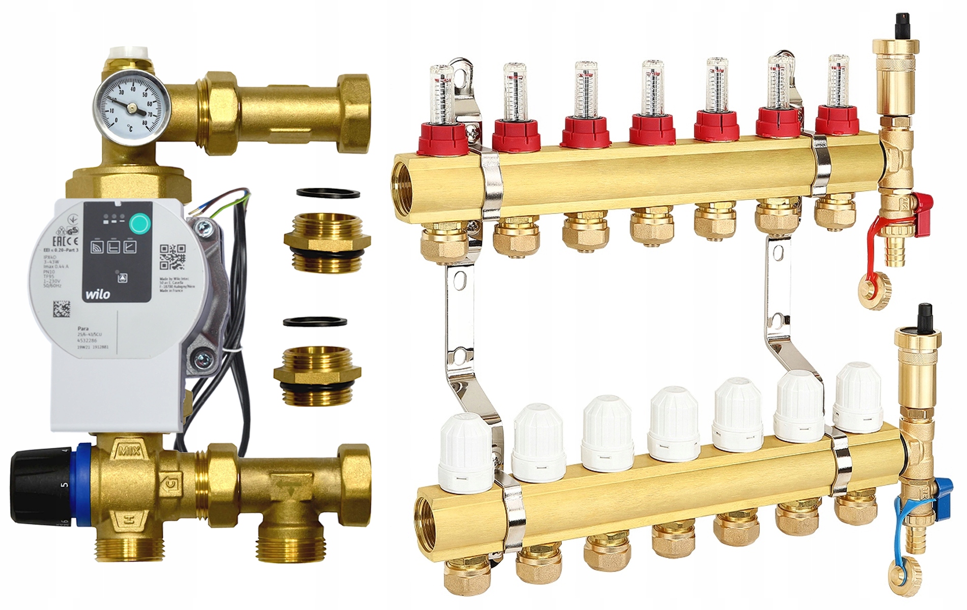 Rozdělovač 7 Okruhů Podlahového Vytápění Pro Podlahové Vytápění Skupina Čerpadlo Wilo