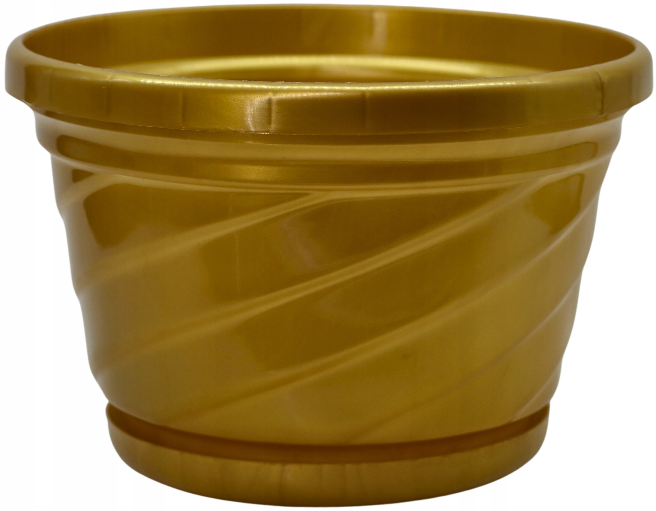 Nowoczesna doniczka z podstawką 21 cm, Eko, UV Odporna, Złota